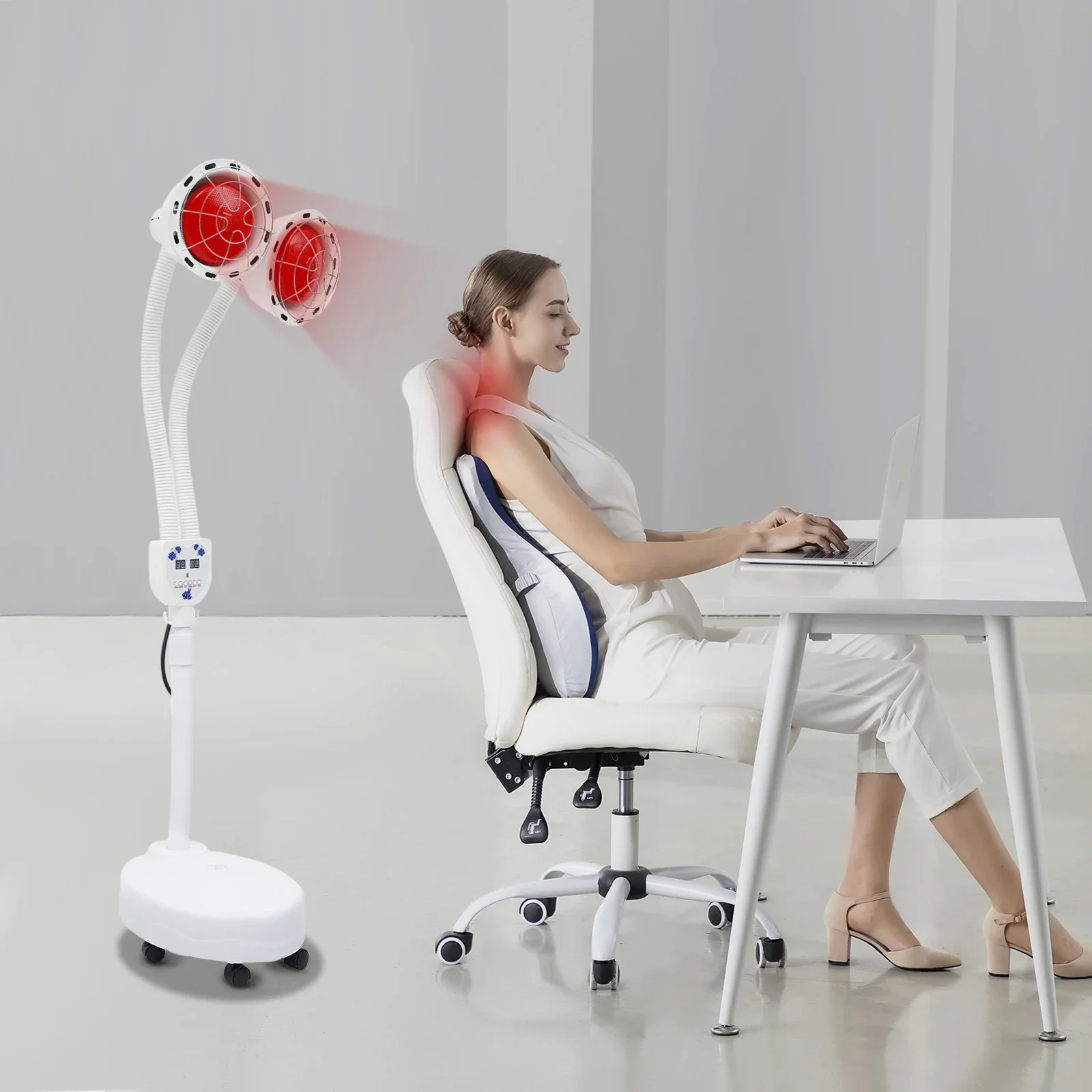 

Infrared Light Stand Infrared Heat Lamp 110V Double Head Near Infrared Heat Lamp for Pain Red Light Standing Lamp Set