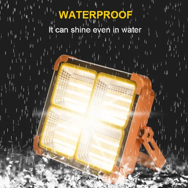 Camping Lantern Solar Flood Light Rechargeable Lantern Outdoor Waterproof LED Spotlight Solar Panel Emergency Camping Lamp 500W