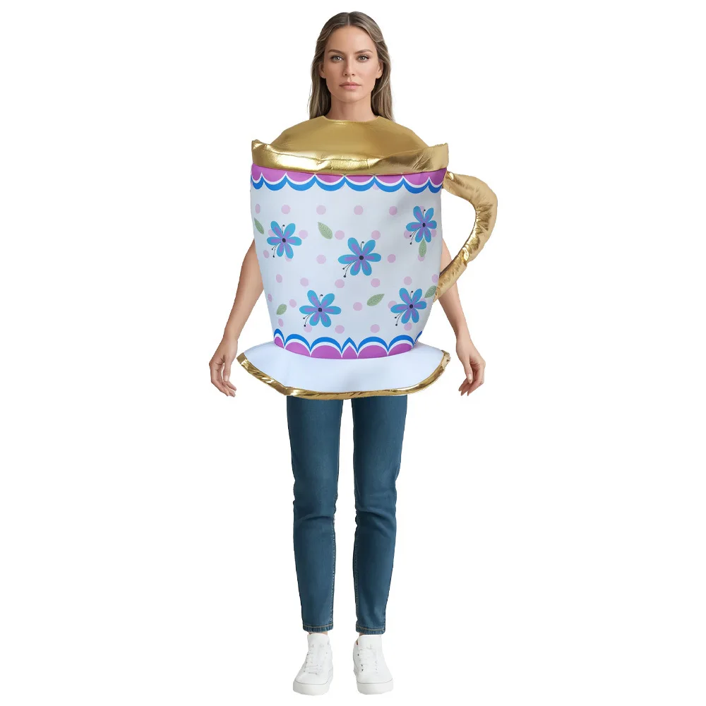 

Unisex Female Tea Pot With Cosplay Teas Cup Women Halloween Fancy Dress Up Men Adults Costume