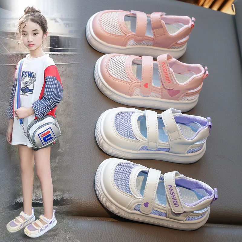 

2025 Fashion Versatile Children Half Bag Sandal Girl Shoe Soft Soled Non Slip Girl Sport Shoe Non Slip Mesh Hollow Board Shoes
