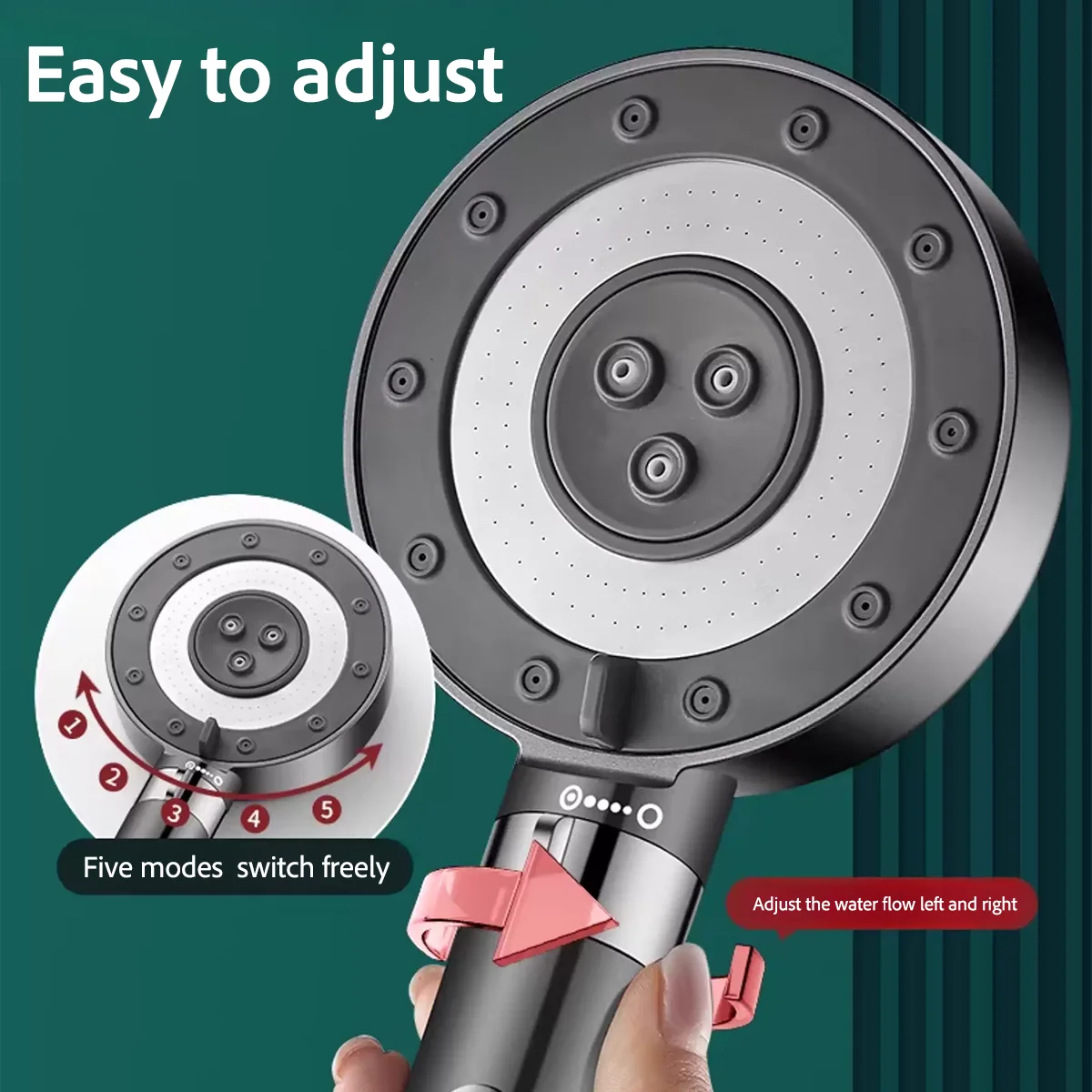 

Ручная душевая лейка из нержавеющей стали с большой панелью, несколькими режимами напора и фильтрующим картриджем для очистки от примесей.