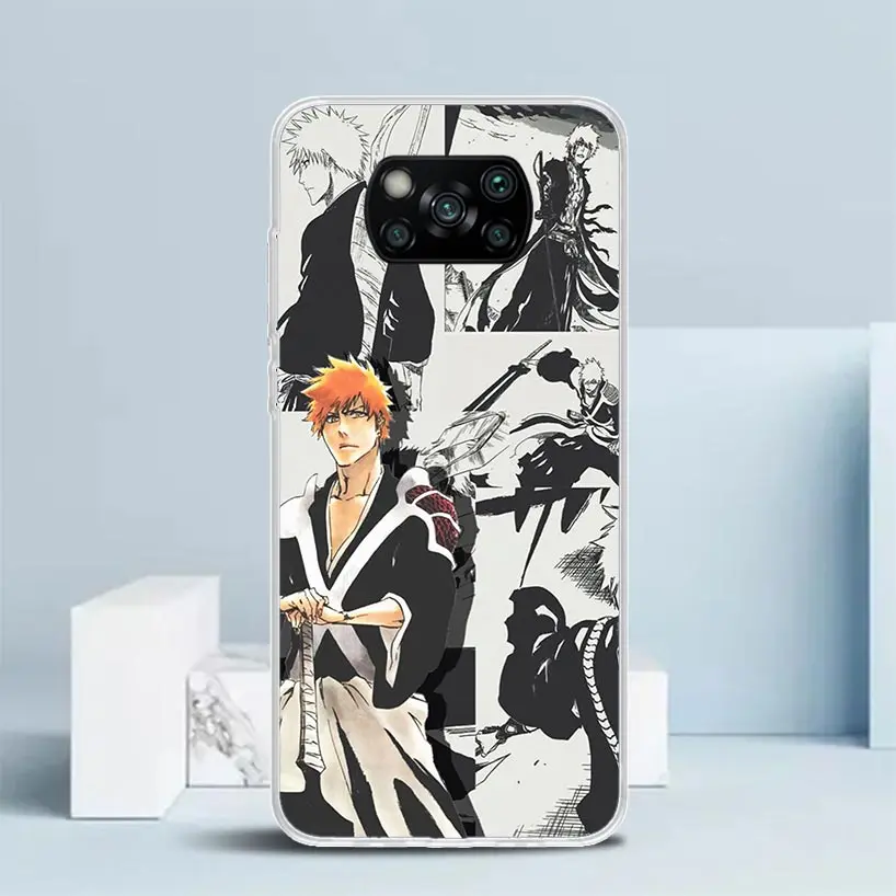 Ichigo Kenpachi Bleach Anime Phone Case For Xiaomi Poco X6 X5 X4 X3 Nfc F6 F5 Pro F4 Gt F3 F2 F1 M5S M4 M3 M2 Soft TPU Back Cove