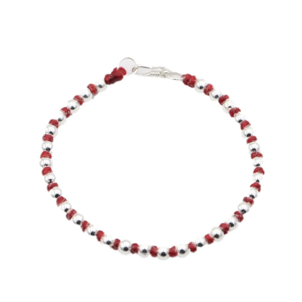 BOCAI New Real S925 Sterling Silver Jewelry DIY Hand-Woven 4mm Bead Versatile Bracelet for Couples Man and Woman