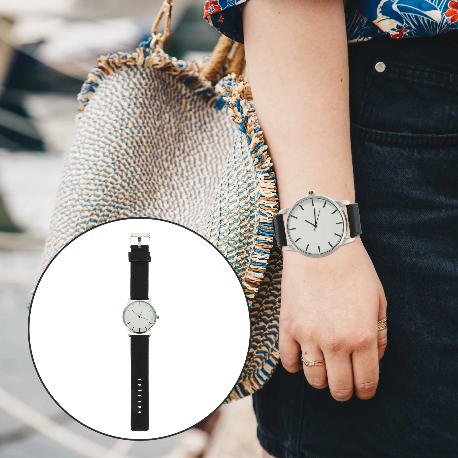 

Simple Quartz Watch Minimalist Watches Mens Wrist for Women with Straps Unisex Bracelet