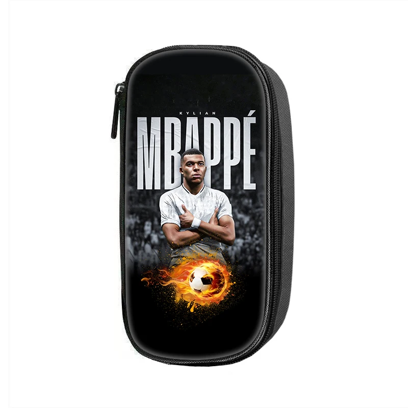 M-Mbappe Pattern Pencil Case makeup bag Football Star Pen Bag Student Big Capacity Sports School Supplies Zipper Pencil Pouch
