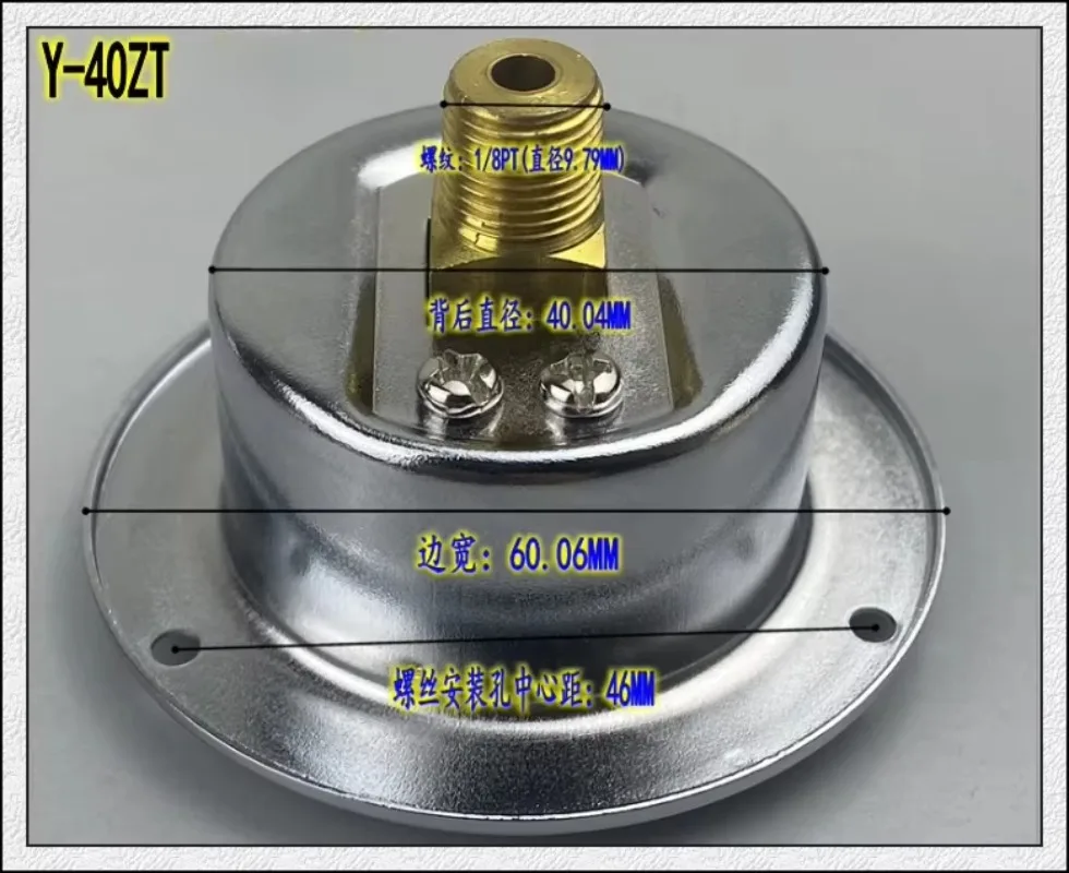 1/4PT Y50ZT  Pneumatic Gauge, Axial with Edge Pressure Gauge Vacuum Gauge