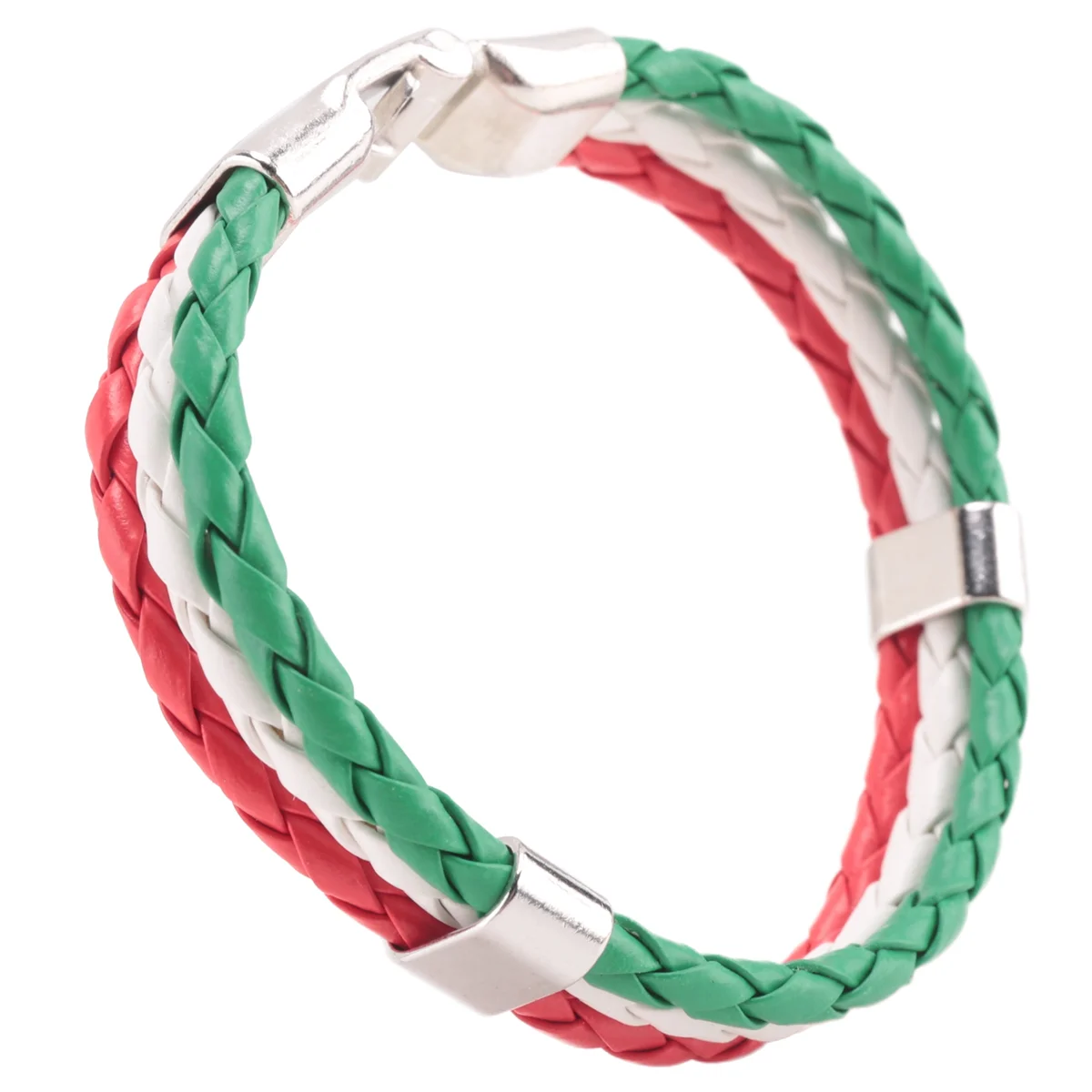 Ювелирный браслет FZFZ, браслет с итальянским флагом, кожаный сплав, для мужчин и женщин, зеленый, белый, красный (ширина 14 мм, длина 21,5 см)