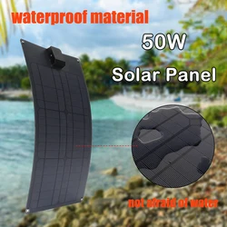 18V 50W Solar Panel Monocrystal Double USB Solar System Kit Complete Power Bank Solar Plate for Car Yacht RV Battery Charge