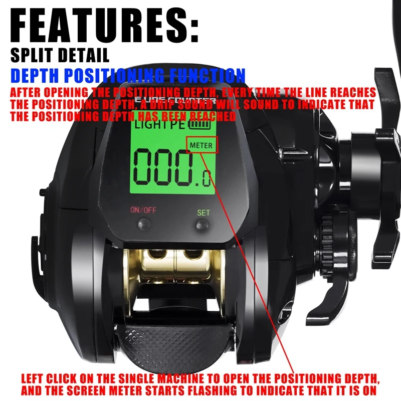 Electronic Baitcasting Fishing Reel LED Screen High Speed 7.2:1 10Kg Saltwater Waterproof Cast Drum Wheel Casting Durable -Right