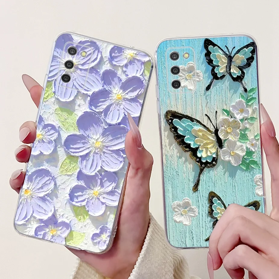 For Samsung Galaxy A03s Case Luxury Butterfly Painted Cover Soft Silicone Phone Case For Samsung A03s A 03 Galaxy A03 Core Shell