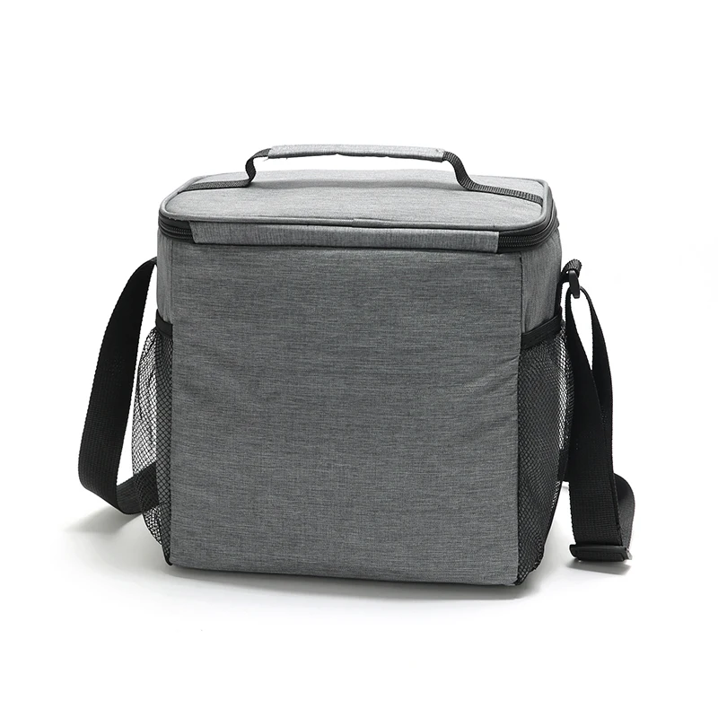 SANNE 9L Polyester Waterproof Portable Cooler Food Solid Color With Pocket Family Insulated Thermal Lunch Bag