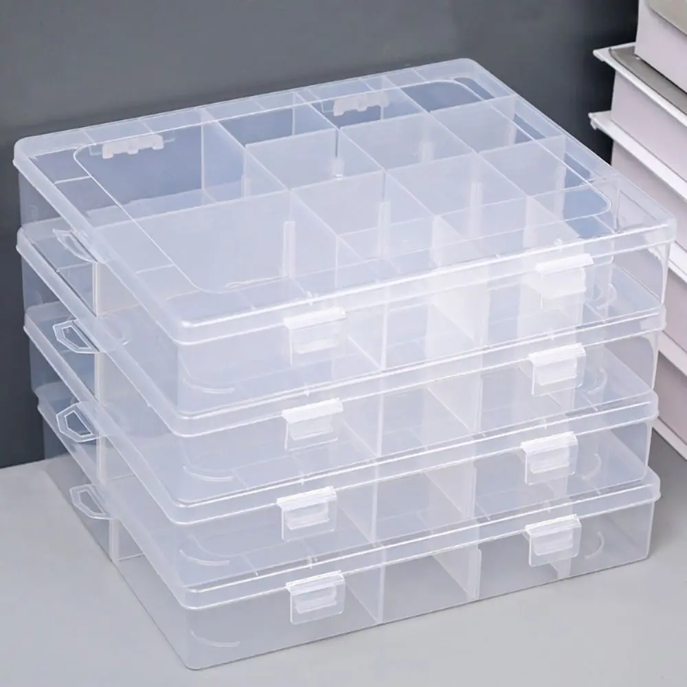 1Pcs Transparent Plastic Storage Box Adjustable Jewelry Button Hardware Tool Storage Container Box 14 Grids Display Case