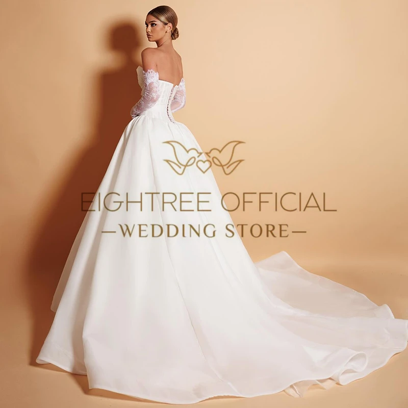 Eightree 2026 Prinzessin Brautkleider Boho Trägerlose Spitze A-Linie Abend Brautkleid Weiß Hochzeit Ball Ballkleider Maßgeschneidert