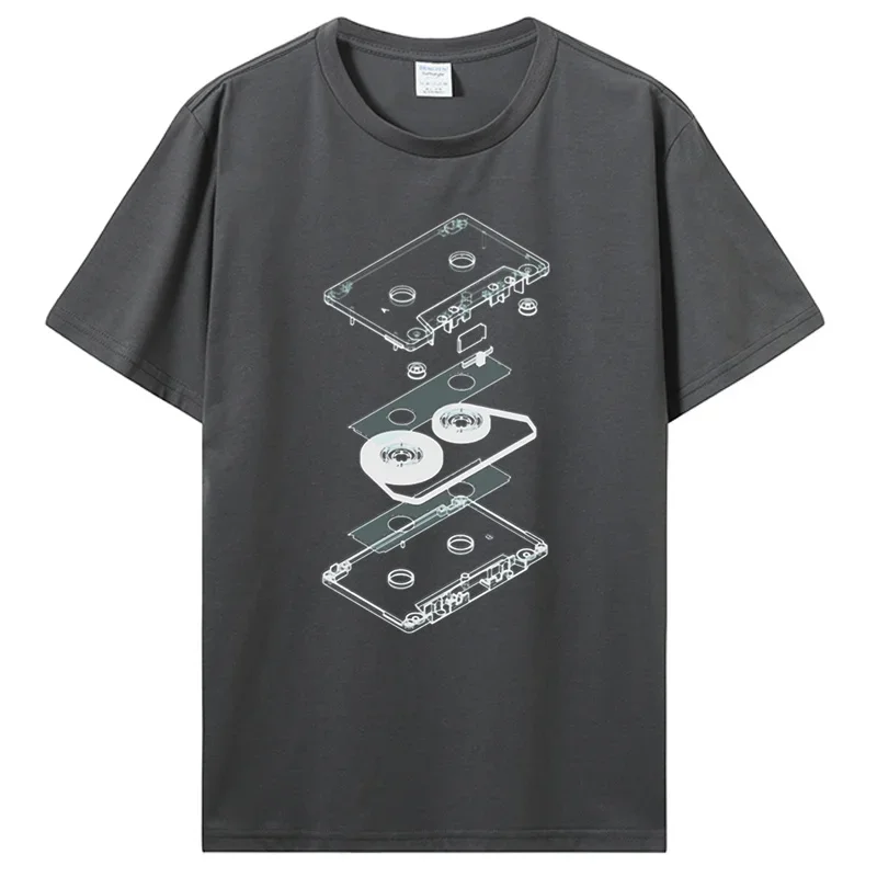 Funny Explosion Audio Cassette T Shirts Graphic Streetwear Retro Dj Mc Music Tape Player Cd Birthday Gifts Summer Style T-shirt