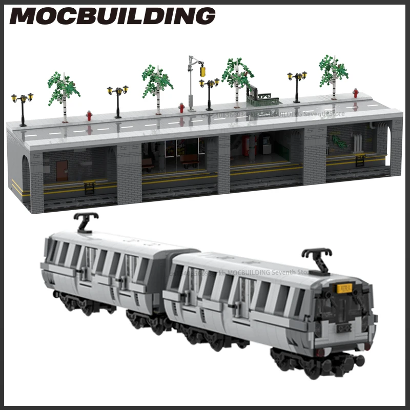 City Train MOC Building Blocks Underground Metro With Extension Display Station Model DIY Assembly Technology Bricks Toys Gifts