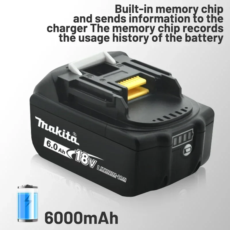 Makita 18V 6.0Ah Rechargeable Battery, suitable for Makita BL1840 BL1830 BL1830B BL1850 BL1850B Power Tool Original Battery