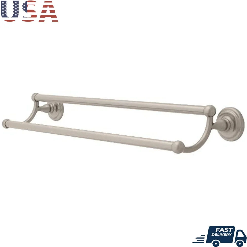 

24-дюймовый двойной вешалка для полотенец Jamestown, атласный никель, настенное крепление, прочная цинковая конструкция, простая установка, аксессуар для ванной комнаты