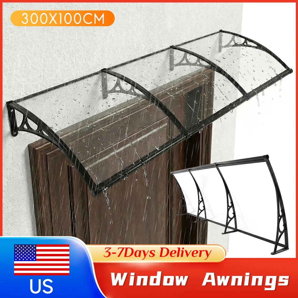 

Навес для окон и дверей на открытом воздухе, прозрачный, с усиленным алюминиевым кронштейном, защита от солнца UPF50+, водонепроницаемый, защита от дождя и снега