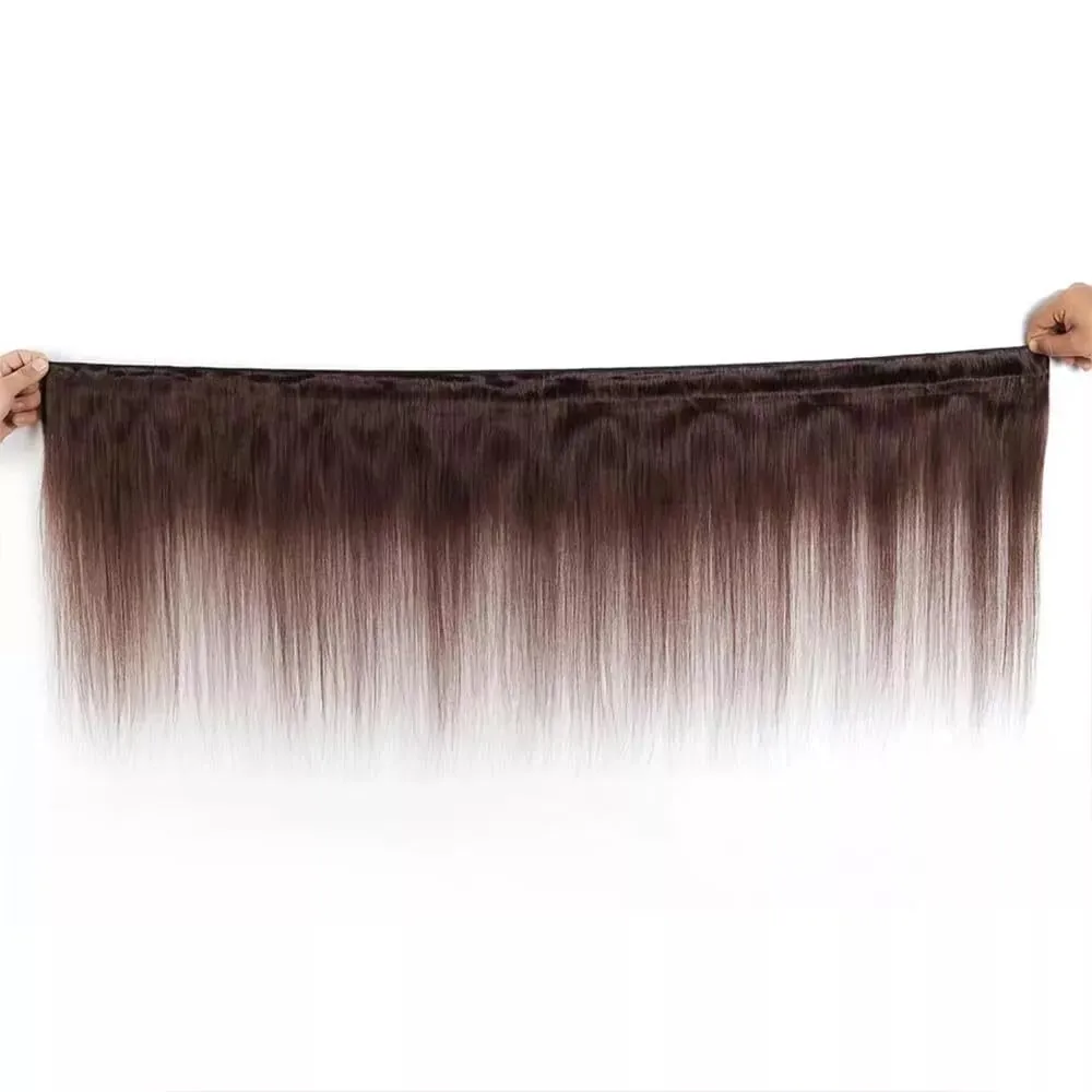 Extensiones de cabello humano para mujer, mechones largos y rectos de 24, 26 y 28 pulgadas, 1/3 mechones, extensión de tejido de cabello humano 100%, marrón Chocolate