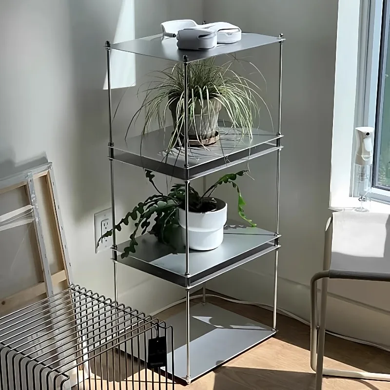 

Bauhaus Stainless Steel Storage Holders Minimalist Modular Shelf Living Room Floor Display Stand Simple Multi-Tier Bookcase