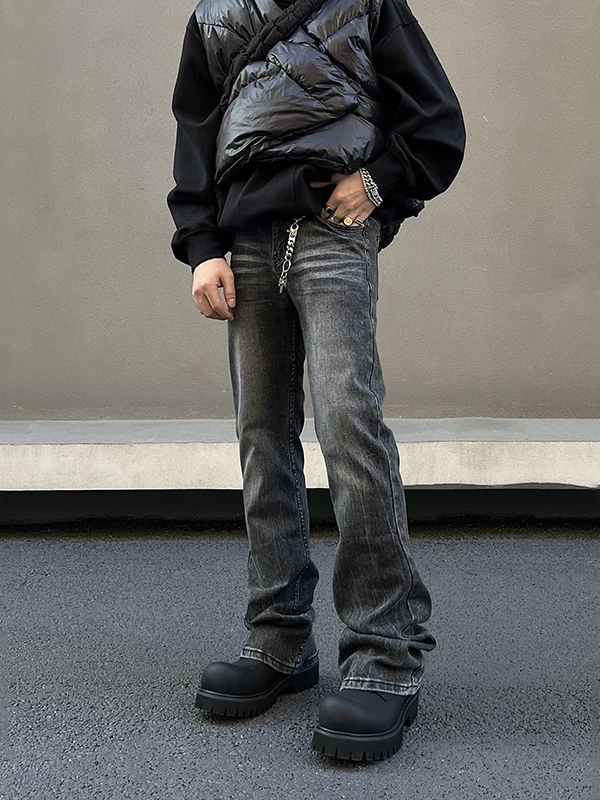 

Мужские джинсы Waed American High Street, прямые, эластичные, в стиле ретро, модные, длинные брюки, молодежные, средней посадки.