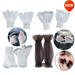 1Pairs Lace Cuffs Nail Art Tulle Photo Glove Manicure Photography Props Nail Tips Display Sleeve Fake Pleated Cuff Accessories