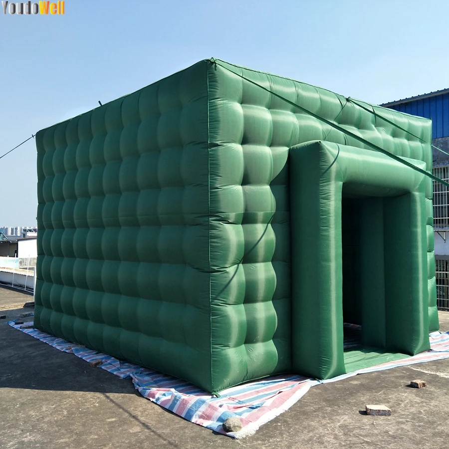 Deep Green 4.4mx4.4mx3.6m Inflatable Air Cube Tent For Outdoor Honey Housed Finished Exhibition Showroom For Party Events