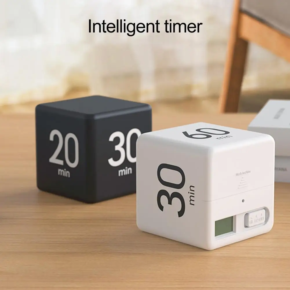 Rotating Pomodoro Timer 1-60 Minutes Preset LED Display Adjustable Volume Cube Timer Study Kitchen Sensor-Controlled Timer