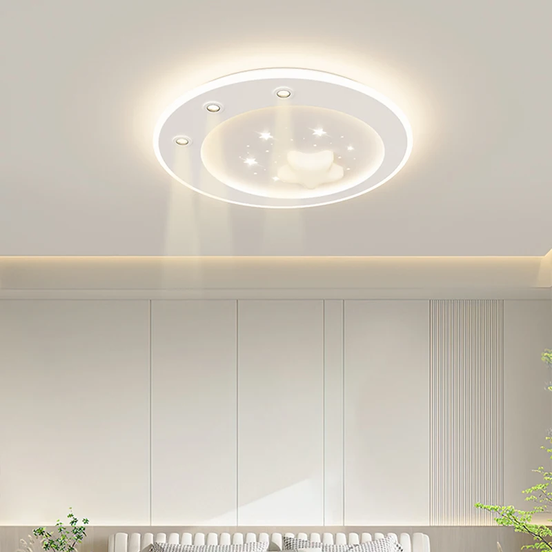 

Modern Warm Ceiling Lamp for Kids Room Bedroom Romantic Cartoon Star Ceiling Light Home Decoracion Lighting Round Design Fixture