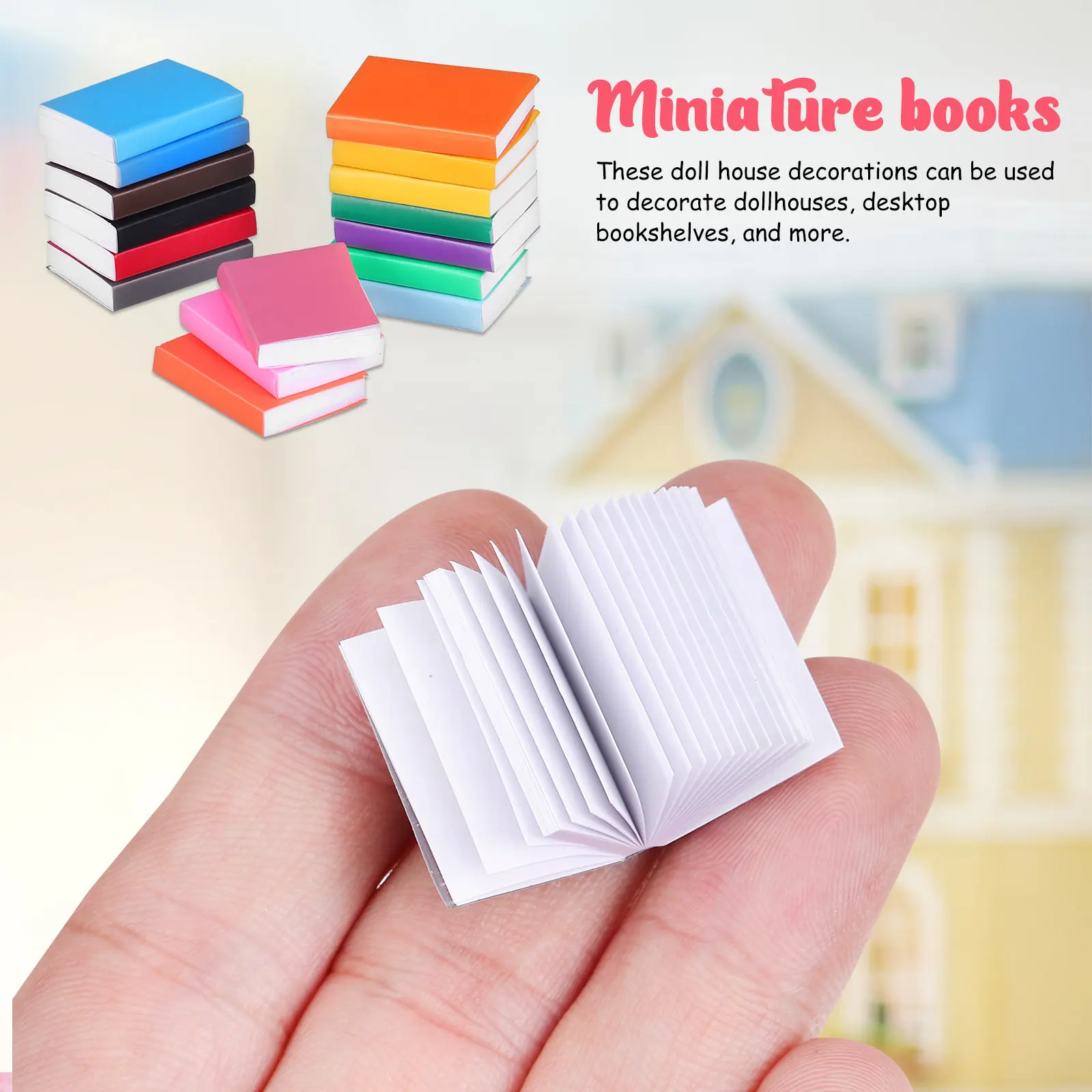 32Pcs Dollhouse Miniature Books Tiny Blank Mini Books Vibrant Decorative Accessories for Miniature Library Reading Bedroom