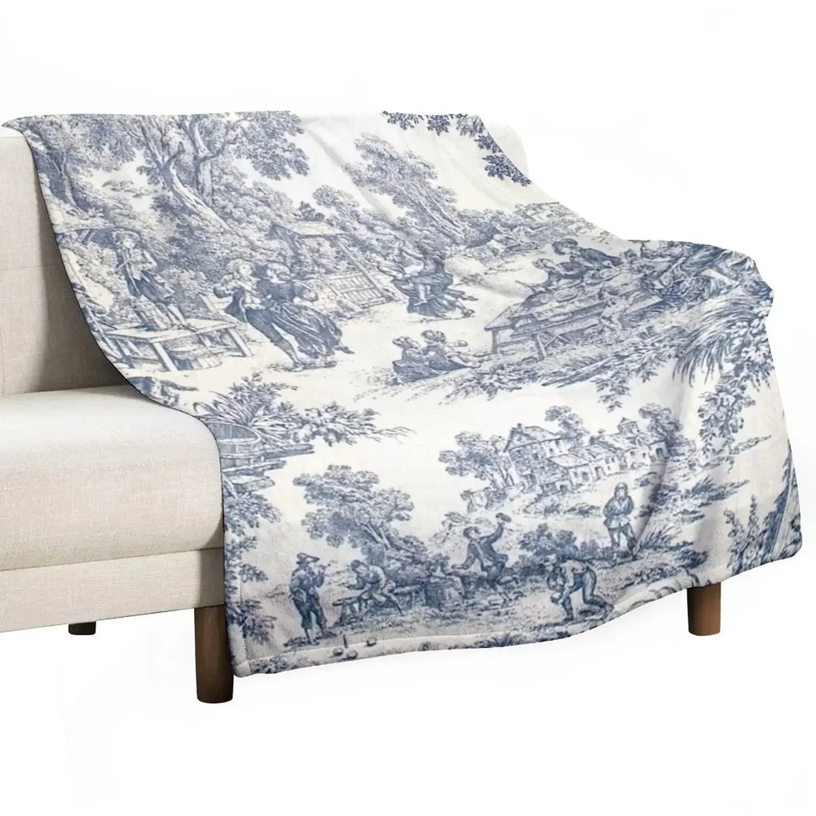 

Toile de Jouy Number 2 Throw Blanket Sofa Quilt Dorm Room Essentials blankets and throws Personalized Gift Custom Blankets