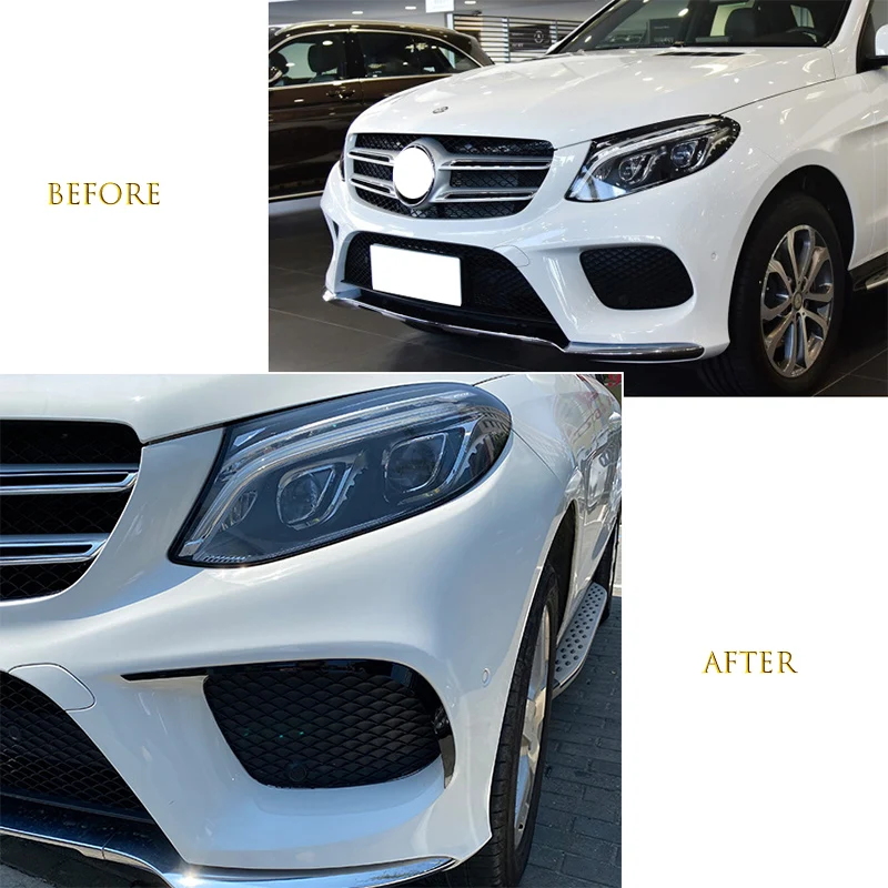 For Mercedes Benz E Class W166 C292 AMG 2015 2016 2017 2018 Car Front Fog Light Cover Splitter Wind Knife Strip Trim Stickers