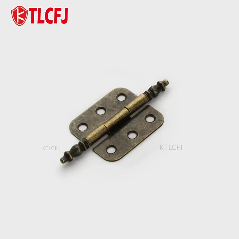 KTLCFJ 2 PCS Antique Bronze Retro 6 Holes Hinges Hardware New Mini Hinges with Screws for Wooden Jewelry Box Cabinet