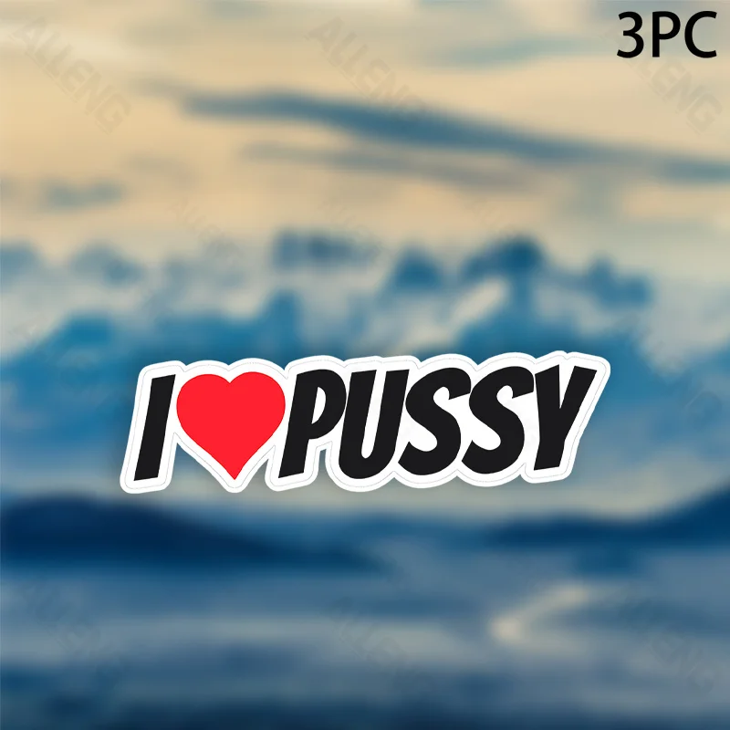 Paquete de 3 pegatinas de vinilo I Love Pussy Fun, superficie mate, perfectas para portátiles, accesorios externos duraderos, ALLENG