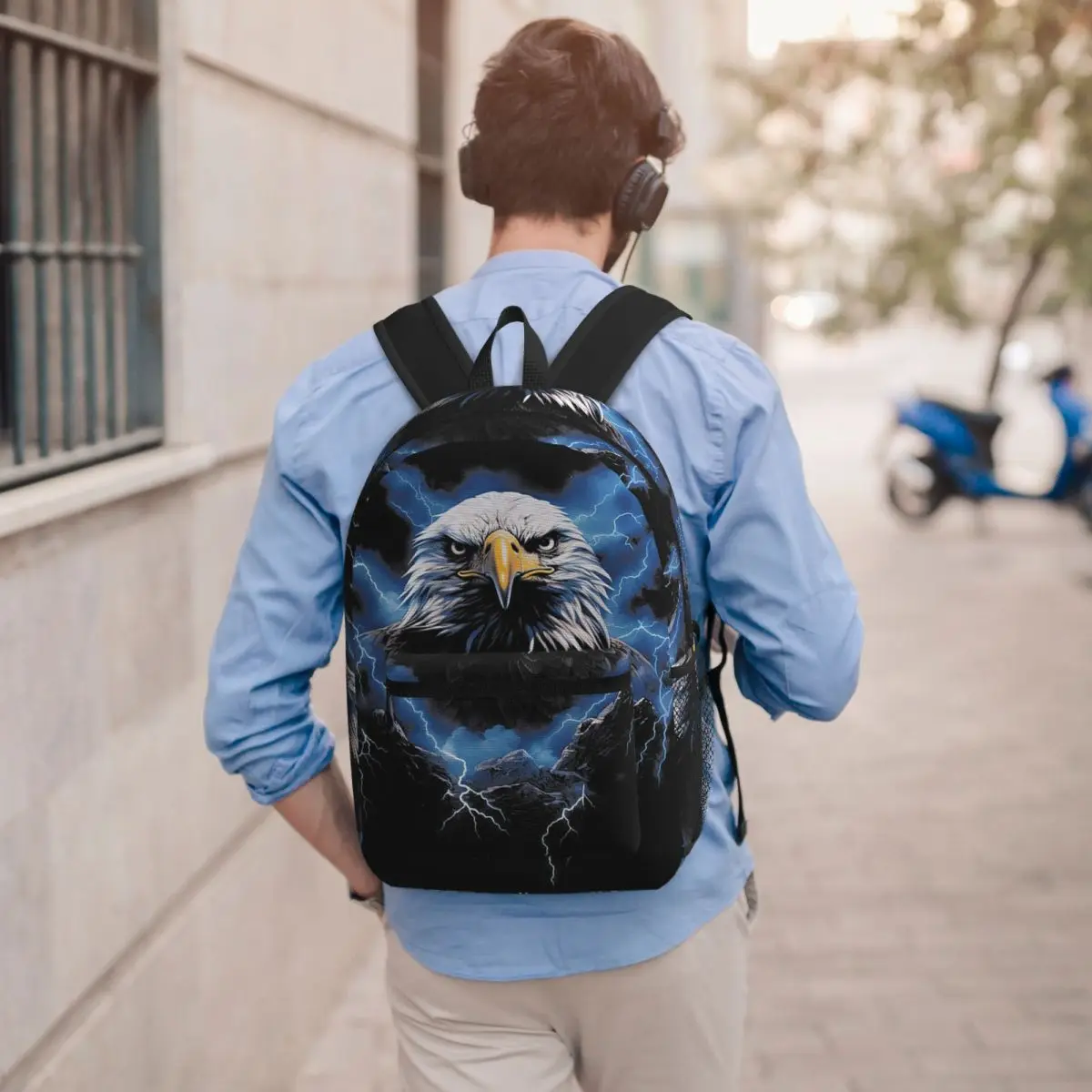 

Eagle And Thunder In The Sky Backpack Student BookBag Children School Bag Laptop Shoulder Bags for Men Women