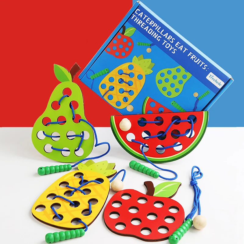 Lacing Threading Toy for Kids, Eat Fruit Game, Habilidades Motoras Finas, Presente Educativo