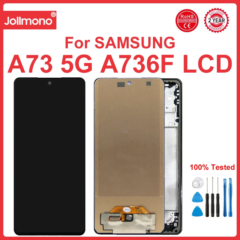 

TFT Screen for Samsung Galaxy A73 5G LCD Display Touch Screen Digitizer with Frame Assembly for Samsung A736 A736B Replacement