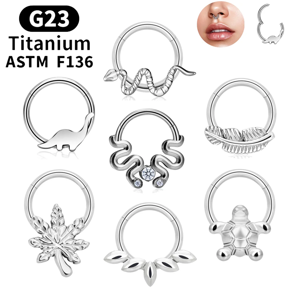 

1pcs G23 Titanium Piercing Turtle Snake Feather Leaf Septum Nose Ring Sexy Earrings Helix Cartilage labret Body Piercing Jewelry