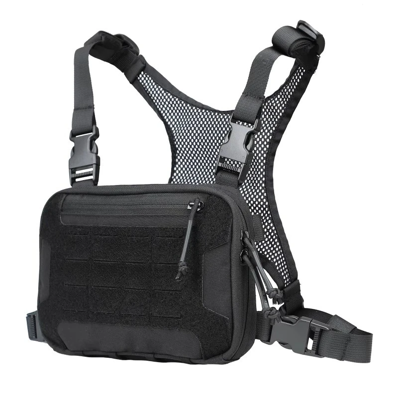 

Tactical breast bag Men's breast bag with leather case Laser cut bag for exercise Running Hunting Outdoor sports