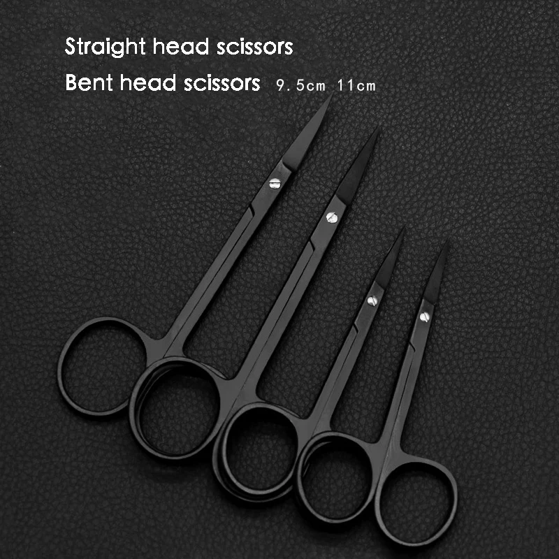 Tungsten Steel Double Eyelid Tool, Black Handle, Porcelain Tissue, Express Scissors, Carbon