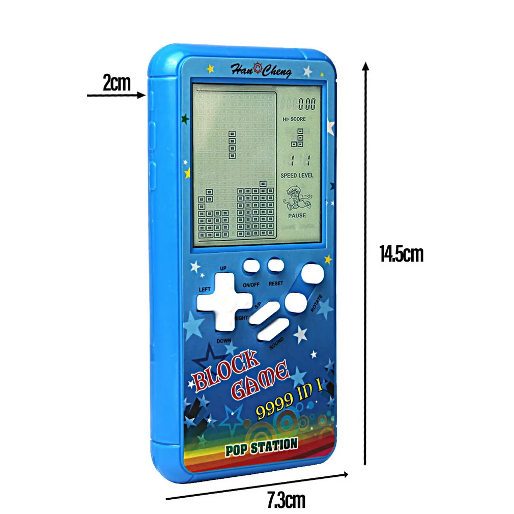 Consola de juegos de ladrillo retro con carcasa de color, pantalla grande, 23 juegos integrados, cuerpo pequeño, adecuado para exteriores,