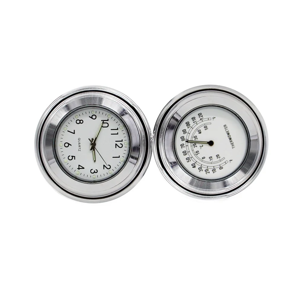 

2pcs 22-25Mm Motorcycle Handlebar Clock Thermometer Aluminum Alloy Waterproof Dustproof Wear-Resistant For Universal