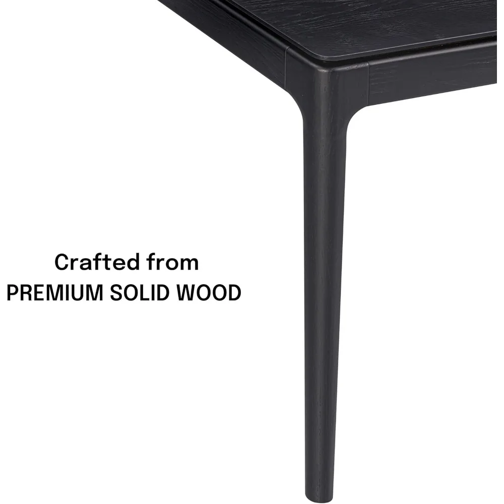 Mingle 55 Polegadas Design Moderno, Mesa de Jantar Retangular para Sala de Jantar, Móveis de Sala de Estar, Montagem Sem esforço, Preto Queimado