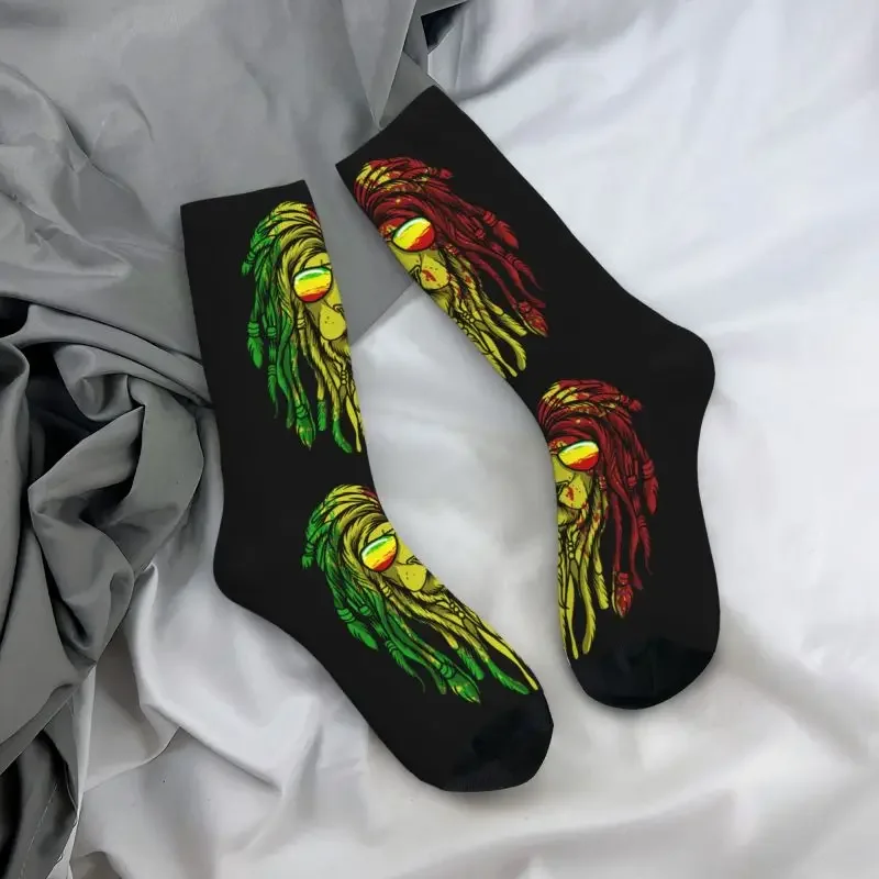 Kaus kaki Reggae motif menyenangkan, kaus kaki untuk pria wanita, kaus kaki Crew musim panas, musim gugur, musim dingin