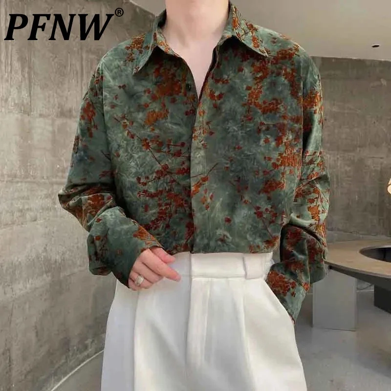 

PFNW Men's Printing Shirts Autumn Long Sleeve Top Casual Single Breasted Streetwear Personality Male Clothing Fashion New 9C2908