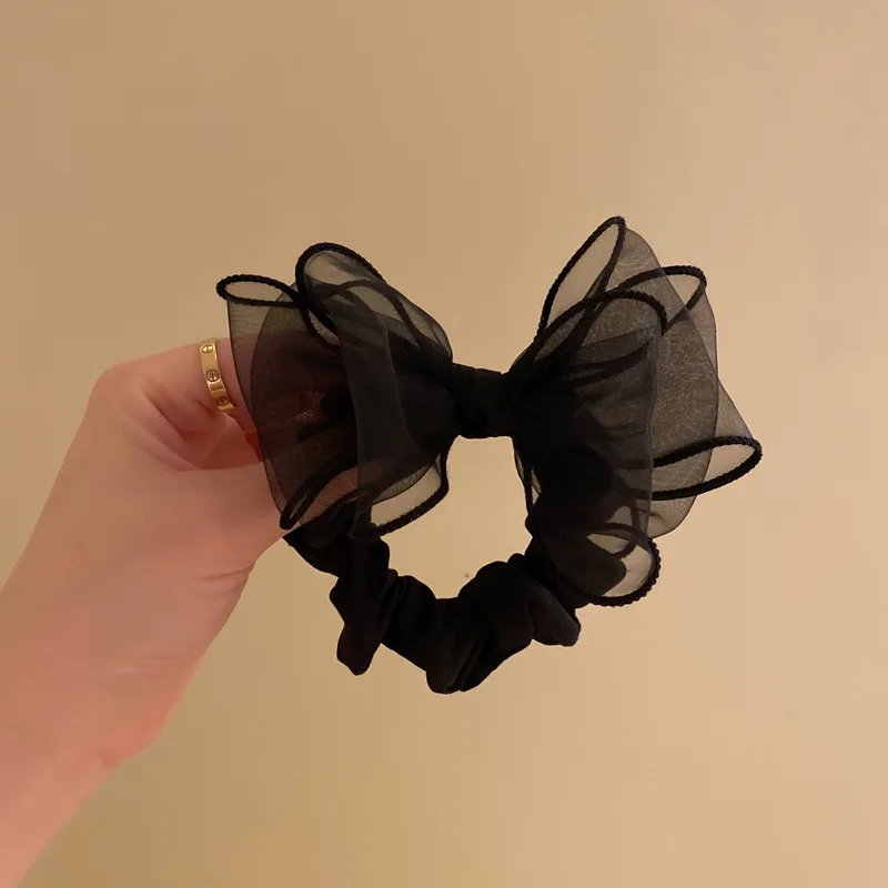 New Scrunchies Organza Hair Ties Elastic Hair Band Women Girl Ponytail Holder Fashion Bow Hair Ropes Headband Hair Accessories