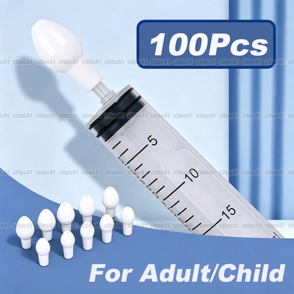 100-Pack Soft Flexible Nasal Rinse Nozzle Tips - Replacement Spray Heads for Adult & Child Sinus Irrigation