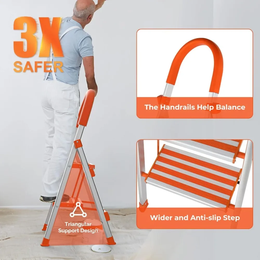 

2-ступенчатая лестница, алюминиевая легкая складная стремянка, портативная домашняя и кухонная прочная стремянка, 500 фунтов, EN131, маленькая стремянка