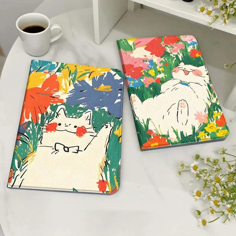 

Cat Flower Sea Illustration For Huawei MediaPad MatePad M5 M6 11 12 X SE T10 T10s 2 C5e T5 Pro Lite Air 11.5 Inch Tablet Case