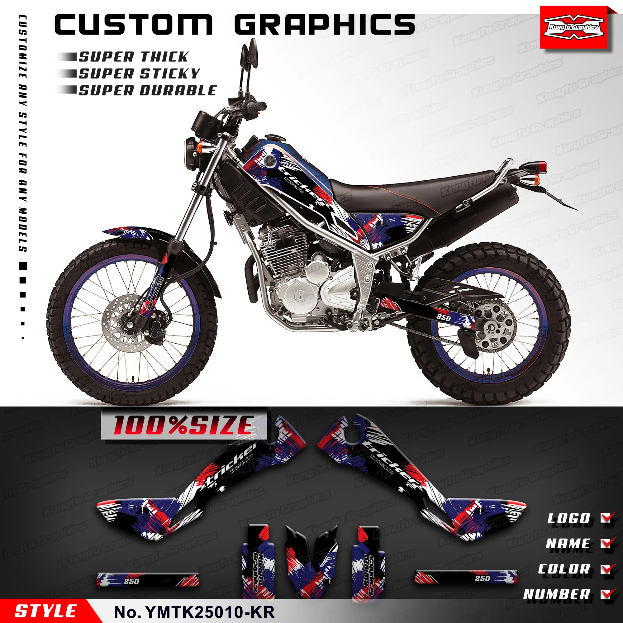 

KUNGFU GRAPHICS Adhesive Sticker Skin Graphics for Yamaha Tricker 250, YMTK25010-KR